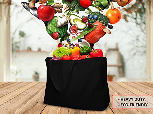 BasicList Extra Large Canvas Tote Bag - Big Largest Reusable Grocery,Black/Black,(pack of 2) - Image 4