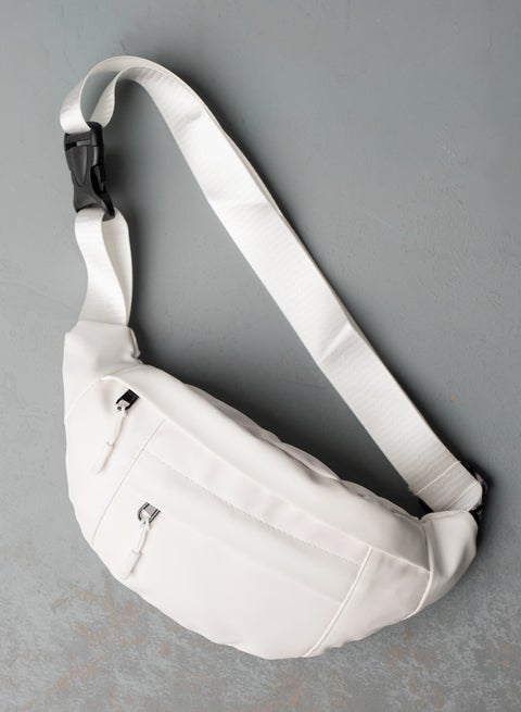 حقيبة وسط ألتيميت المميزة رائعة شنطة حفظ الأغراض الشخصية خفيفة الوزن للسفر والمشي والجري والمشي وركوب الدراجات, محفظة سهلة الحمل أبيض