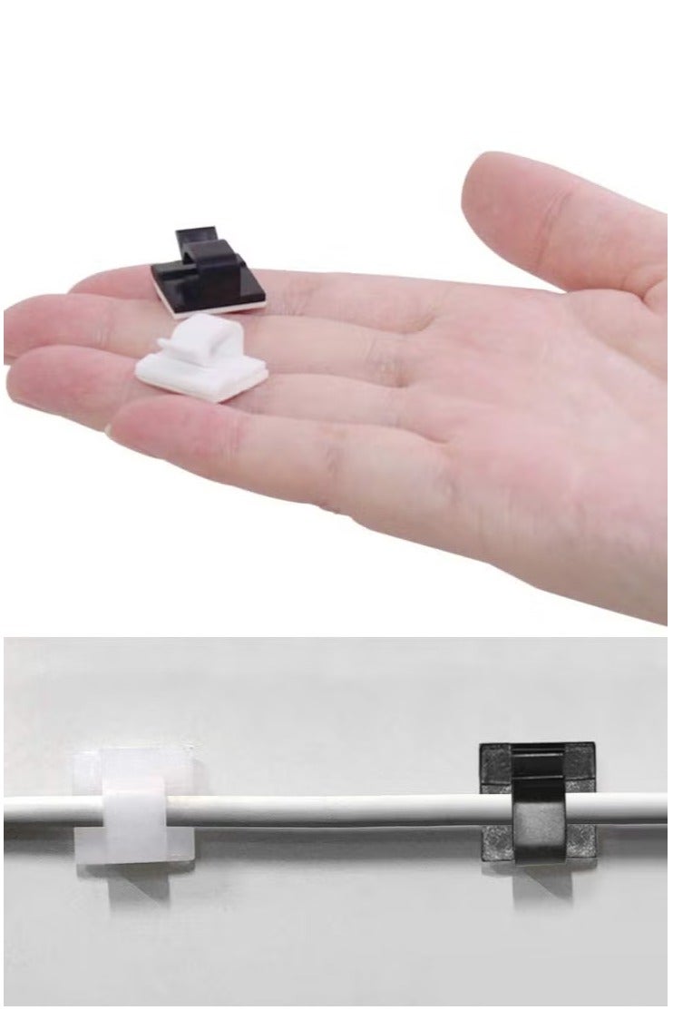 60 Pcs Adhesive Cable Clips, Plastic Cable Cord Organizers Cable Storage Management Clip for Home Office - Black, White - Image 4
