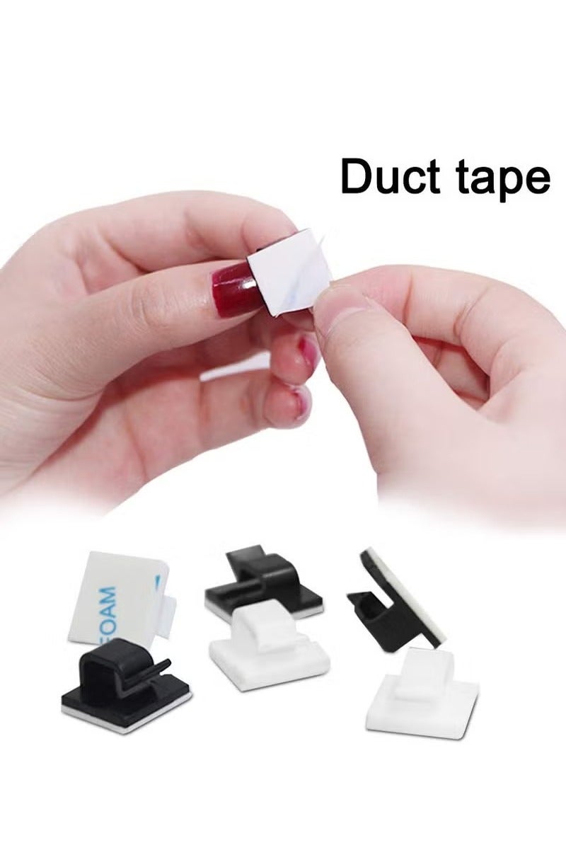 60 Pcs Adhesive Cable Clips, Plastic Cable Cord Organizers Cable Storage Management Clip for Home Office - Black, White - Image 5