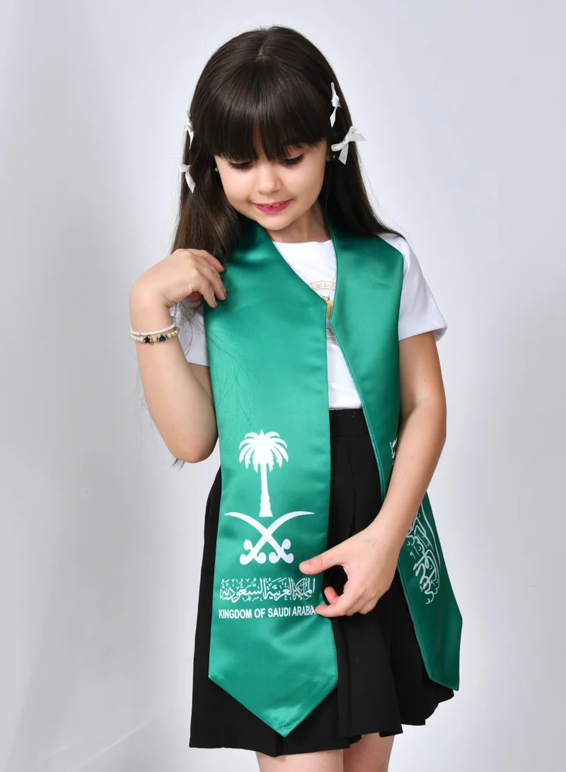 عبايات حوراء وشاح اليوم الوطني بشعار المملكة (للأولاد والبنات)