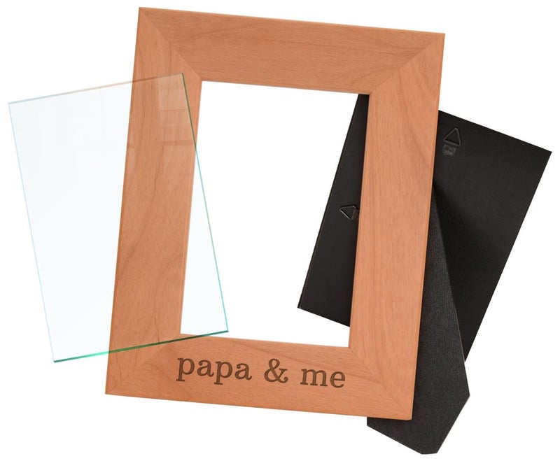 Personalized Gifts Grandpa Gift Papa and Me Grandchild Natural Wood Engraved 4x6 Portrait Picture Frame Wood - Image 3