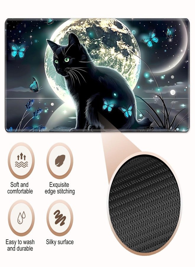 Tudguiloae for MTG Playmat, Moonlight Black Cat Magic Playmat, 24x14 inch Stylish for TCG Card Game Play Mat, Non-Slip Rubber Sole with Game Mat Storage Bag, Multipurpose Gaming Play Mat - Image 3