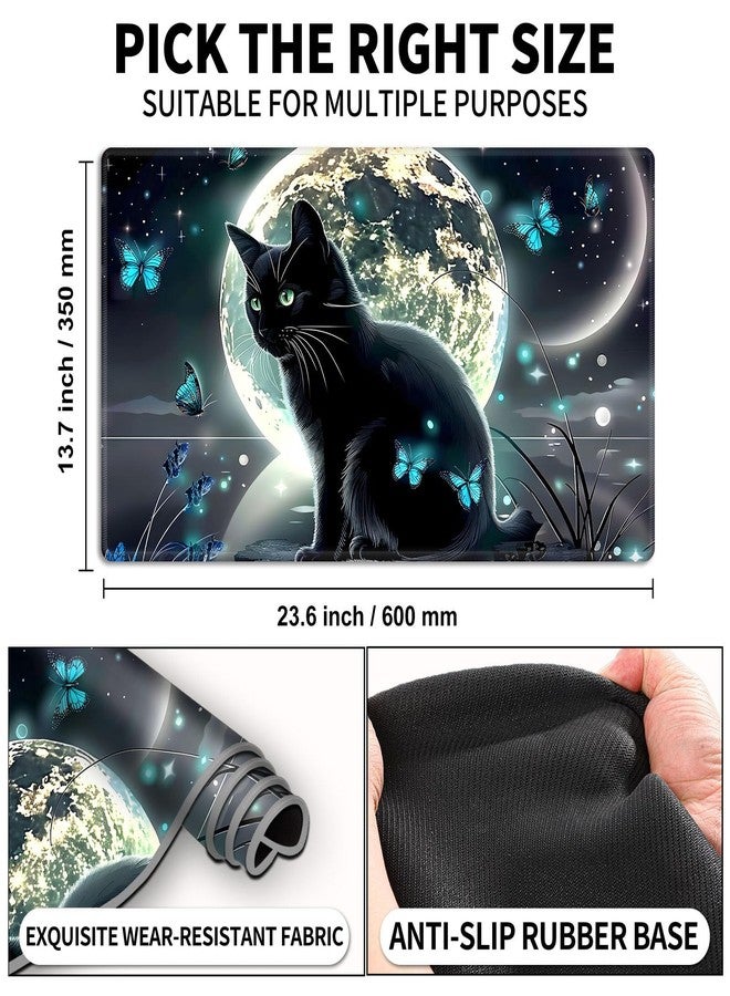 Tudguiloae for MTG Playmat, Moonlight Black Cat Magic Playmat, 24x14 inch Stylish for TCG Card Game Play Mat, Non-Slip Rubber Sole with Game Mat Storage Bag, Multipurpose Gaming Play Mat - Image 2