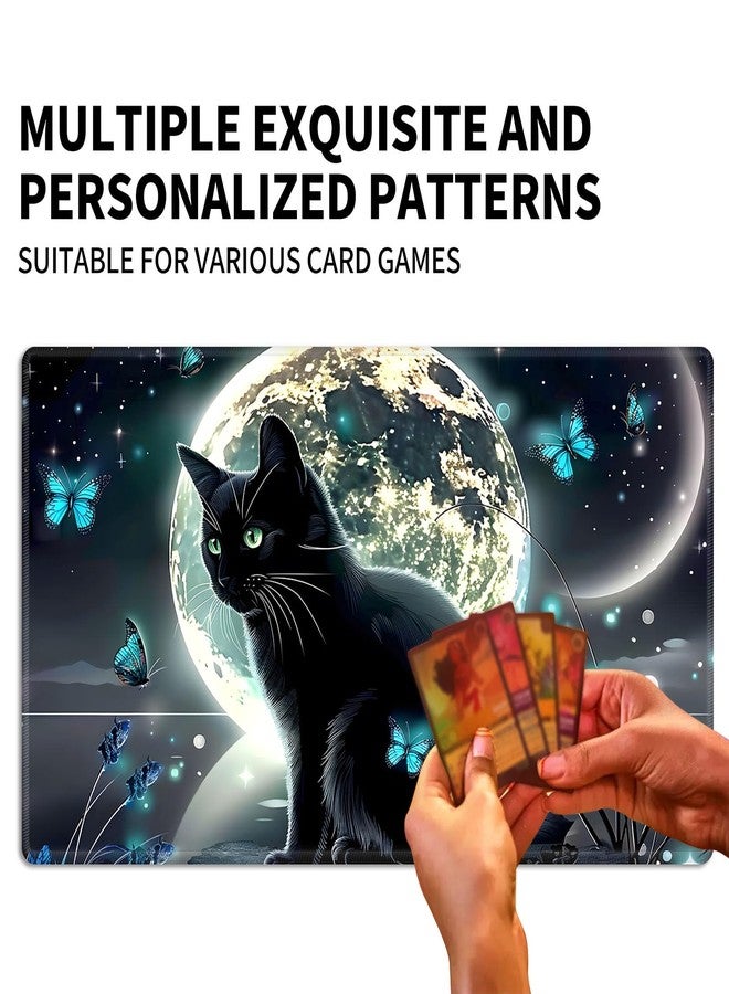 Tudguiloae for MTG Playmat, Moonlight Black Cat Magic Playmat, 24x14 inch Stylish for TCG Card Game Play Mat, Non-Slip Rubber Sole with Game Mat Storage Bag, Multipurpose Gaming Play Mat - Image 4