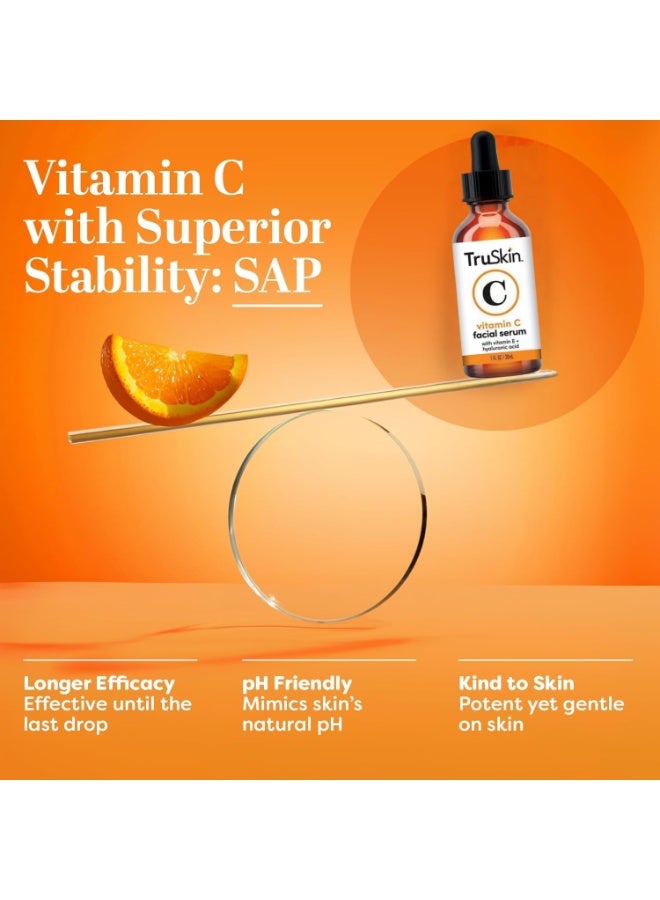 TruSkin Vitamin C Facial Serum – Anti Aging Facial Serum，Brightening Serum for Dark Spots, Even Skin Tone, Eye Area, Fine Lines u0026 Wrinkles 30ml - Image 4