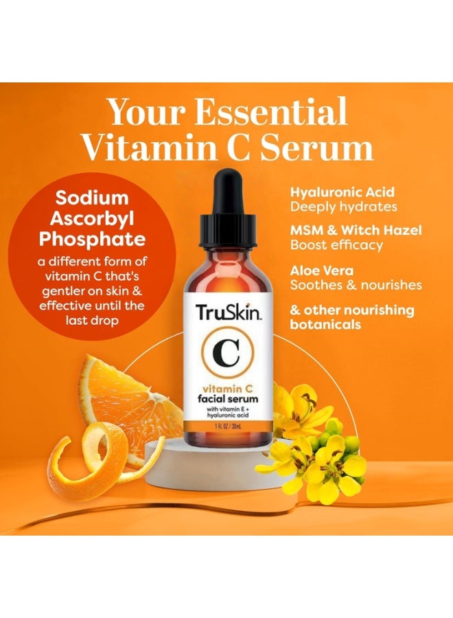 TruSkin Vitamin C Facial Serum – Anti Aging Facial Serum，Brightening Serum for Dark Spots, Even Skin Tone, Eye Area, Fine Lines u0026 Wrinkles 30ml - Image 2