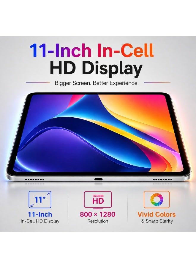 MODIO TAB M93 Tablet 11 Inch, 12GB RAM, 512GB Storage, Android 15, 10000mAh Battery, In-Cell HD Display, Dual SIM WiFi with Keyboard & Mouse (Silver) - Image 3