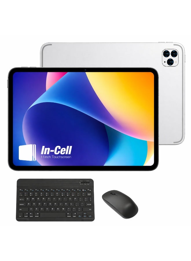 M93 Tablet 11 Inch, 12GB RAM, 512GB Storage, Android 15, 10000mAh Battery, In-Cell HD Display, Dual SIM WiFi with Keyboard & Mouse (Silver)