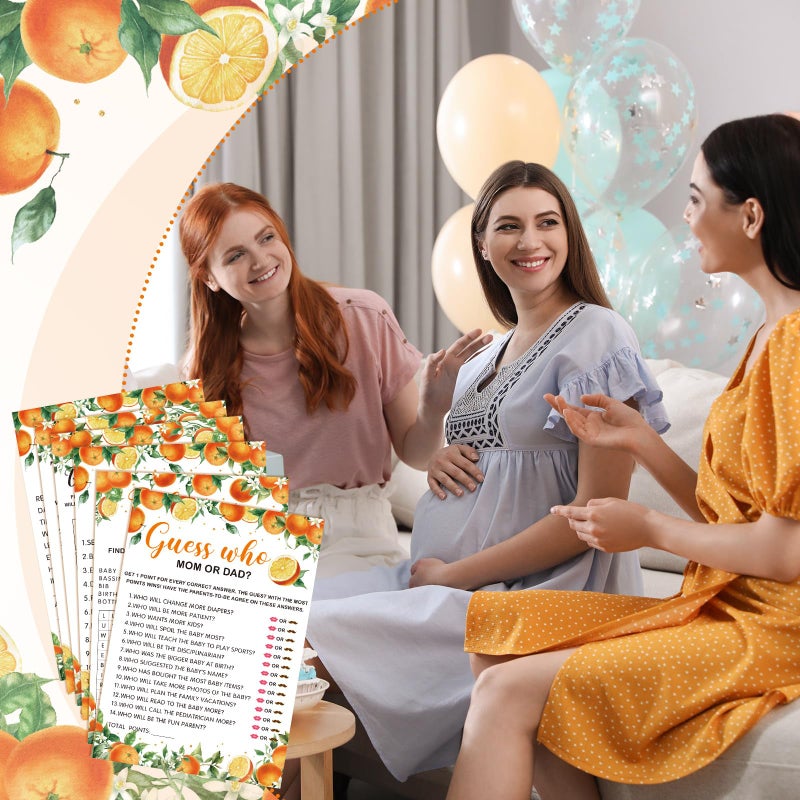 Jetec 302 Pcs Little Cutie Orange Theme Baby Shower Games, 6 Games, 50 Sheets Each, Shower Party, Word Scramble, Baby Word Search, Predictions and Advice, the Price is Right - Image 5