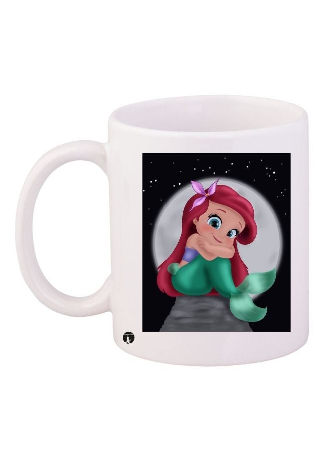 RYN Little Mermaid Printed Coffee Mug White/Green/Black 11ounce
