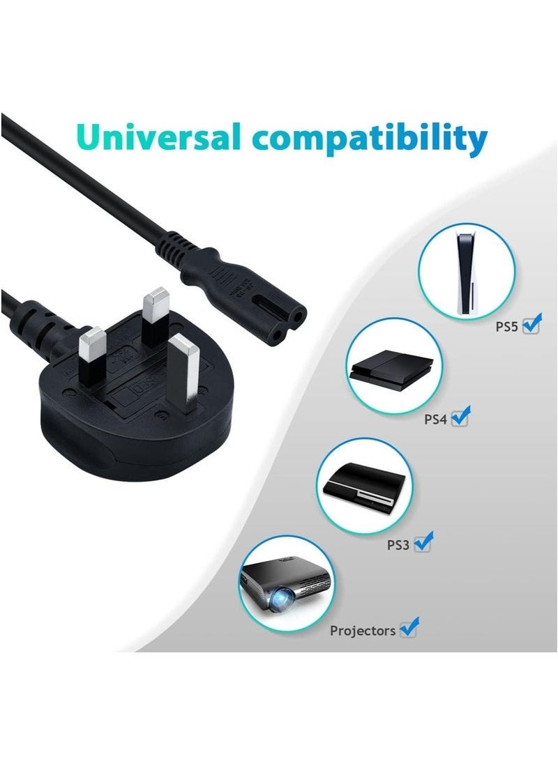 general 3M UK Power Cable (IEC320C7 to BS 1363) C7 Figure 8 Power Lead, PS4 Power Cable, Kettle Lead/Power Cord compatible with Samsung LG Philips Toshiba TV/Printer/PS4/PS3/PS5 - Image 3