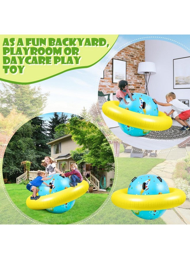 Poen قبة بون القابلة للنفخ 63''طول x 63''عرض x 39''ارتفاع، راكبة تسلق قابلة للنفخ للأطفال، قبة عملاقة قابلة للنفخ، أرجوحة خارجية للعب والتدحرج، لعبة توازن عملاقة للأطفال مع 6 مقابض - Image 5