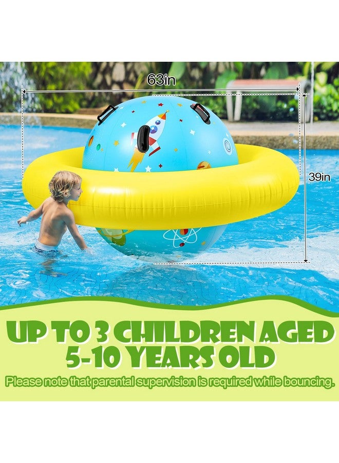 Poen قبة بون القابلة للنفخ 63''طول x 63''عرض x 39''ارتفاع، راكبة تسلق قابلة للنفخ للأطفال، قبة عملاقة قابلة للنفخ، أرجوحة خارجية للعب والتدحرج، لعبة توازن عملاقة للأطفال مع 6 مقابض - Image 2