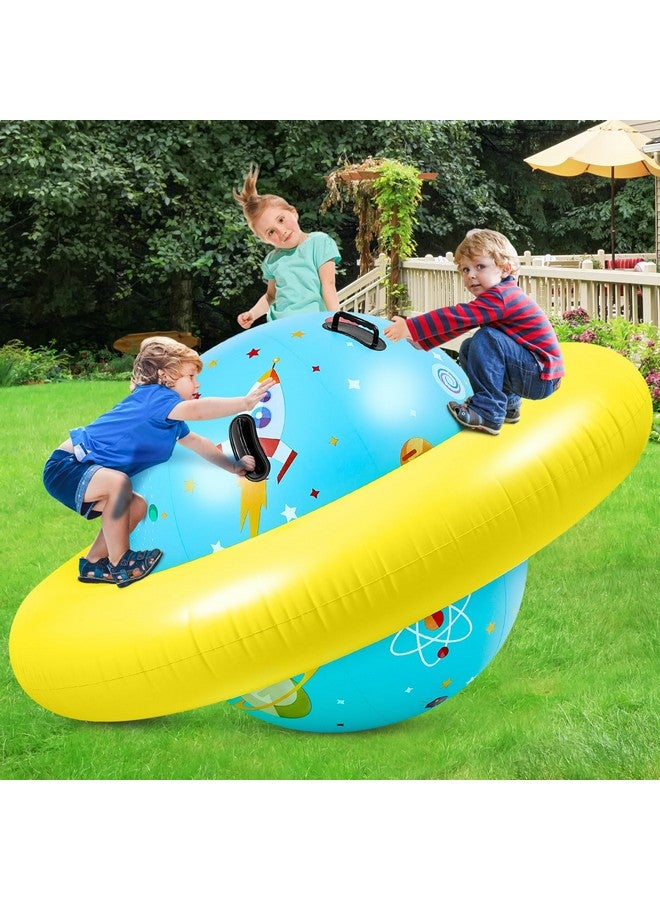 Poen قبة بون القابلة للنفخ 63''طول x 63''عرض x 39''ارتفاع، راكبة تسلق قابلة للنفخ للأطفال، قبة عملاقة قابلة للنفخ، أرجوحة خارجية للعب والتدحرج، لعبة توازن عملاقة للأطفال مع 6 مقابض - Image 1