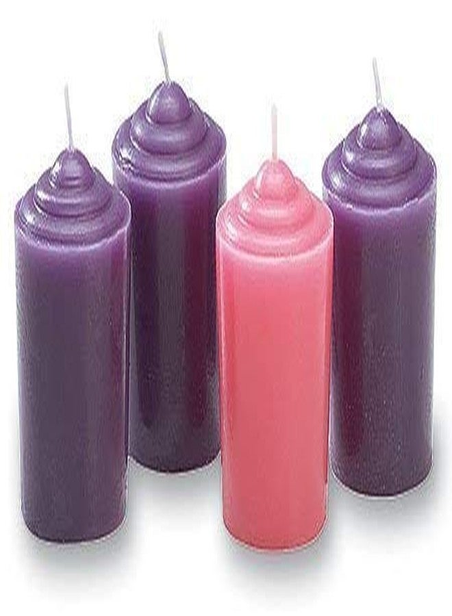 مجموعة شموع عيد الميلاد من سي بي، أربع قطع، باللونين البنفسجي والوردي، تدوم 15 ساعة