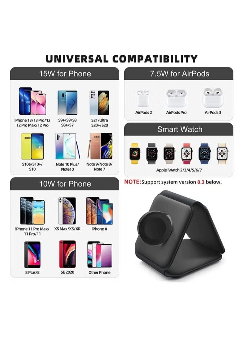 اكسيسن شاحن لاسلكي 3 في 1، قاعدة شحن مغناطيسية قابلة للطي، قاعدة شحن لاسلكية سريعة (أسود)شاحن لاسلكي 3 في 1، قاعدة شحن مغناطيسية قابلة للطي، قاعدة شحن لاسلكية سريعة (أسود) - Image 2