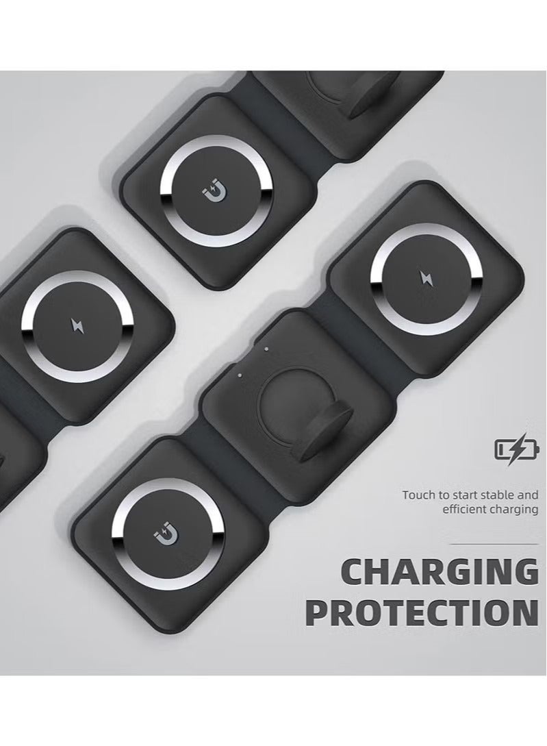 اكسيسن شاحن لاسلكي 3 في 1، قاعدة شحن مغناطيسية قابلة للطي، قاعدة شحن لاسلكية سريعة (أسود)شاحن لاسلكي 3 في 1، قاعدة شحن مغناطيسية قابلة للطي، قاعدة شحن لاسلكية سريعة (أسود) - Image 5