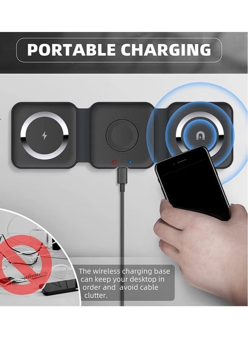 اكسيسن شاحن لاسلكي 3 في 1، قاعدة شحن مغناطيسية قابلة للطي، قاعدة شحن لاسلكية سريعة (أسود)شاحن لاسلكي 3 في 1، قاعدة شحن مغناطيسية قابلة للطي، قاعدة شحن لاسلكية سريعة (أسود) - Image 4