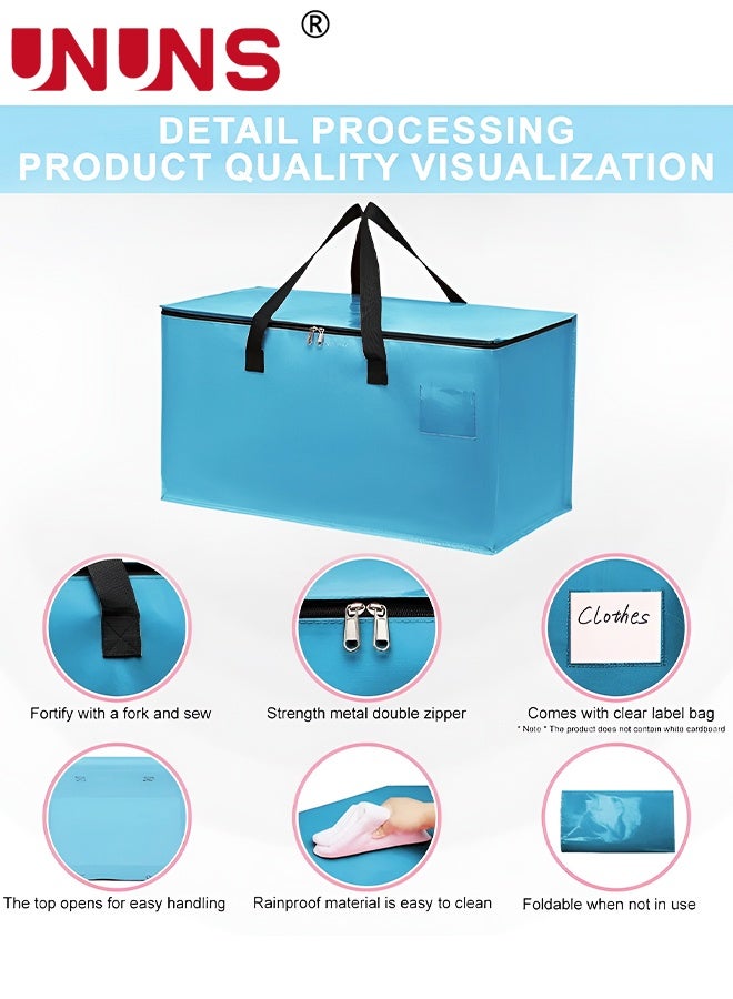 UNUNS 2 Pack Moving Bags,Large Moving Boxes with Zippers And Handles,Moving Supplies with Lids,Heavy Duty Totes For Storage Bags For Space Saving,Fold Flat,Moving And Storing,69×35.5×35CM,Ultramarine - Image 5
