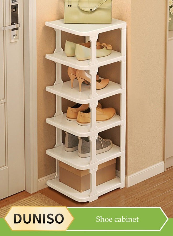 DUNISO 6 Tier Shoe rack, dust proof shoe rack, independent shoe rack, easy to assemble, suitable for corridors, balconies, bedrooms, living rooms, 26.5 * 24.5 * 73.5cm, white - Image 1