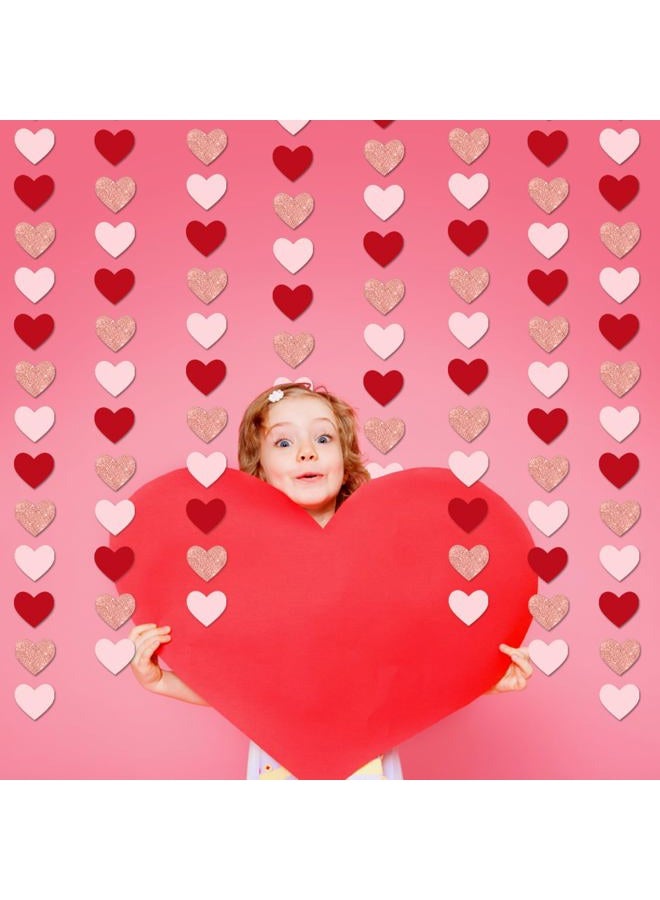 REJODA Valentines Day Decoration, Rose-Gold Pink Party Heart Garland Streamers, 52Ft Engagement Hanging Paper Banner Mothers Day Wedding Birthday Decor - Image 4