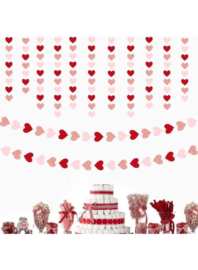 REJODA Valentines Day Decoration, Rose-Gold Pink Party Heart Garland Streamers, 52Ft Engagement Hanging Paper Banner Mothers Day Wedding Birthday Decor - Image 5