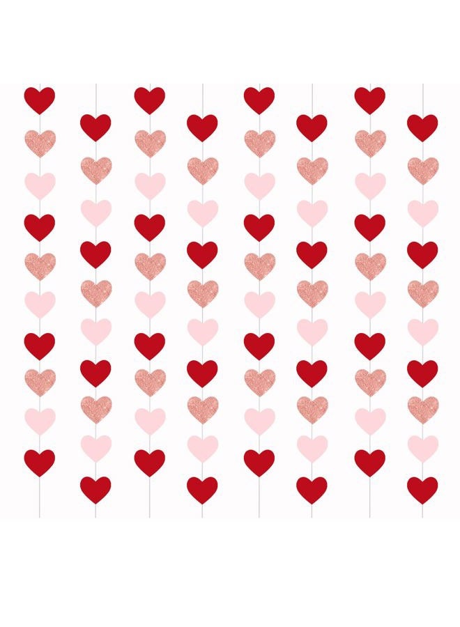 REJODA Valentines Day Decoration, Rose-Gold Pink Party Heart Garland Streamers, 52Ft Engagement Hanging Paper Banner Mothers Day Wedding Birthday Decor - Image 1