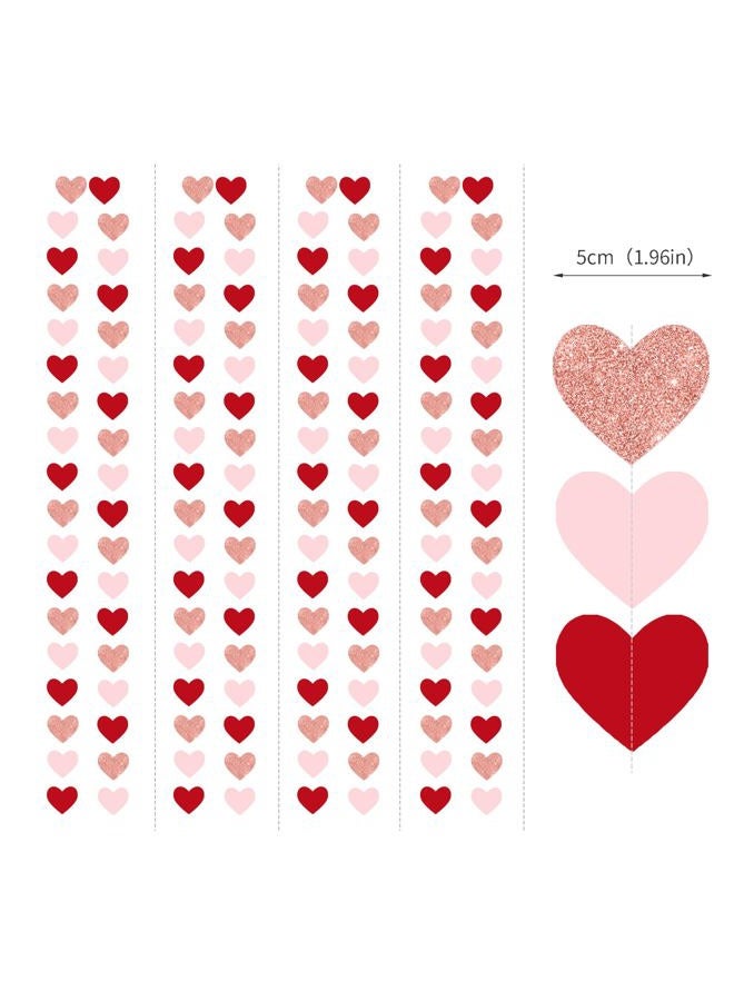 REJODA Valentines Day Decoration, Rose-Gold Pink Party Heart Garland Streamers, 52Ft Engagement Hanging Paper Banner Mothers Day Wedding Birthday Decor - Image 2