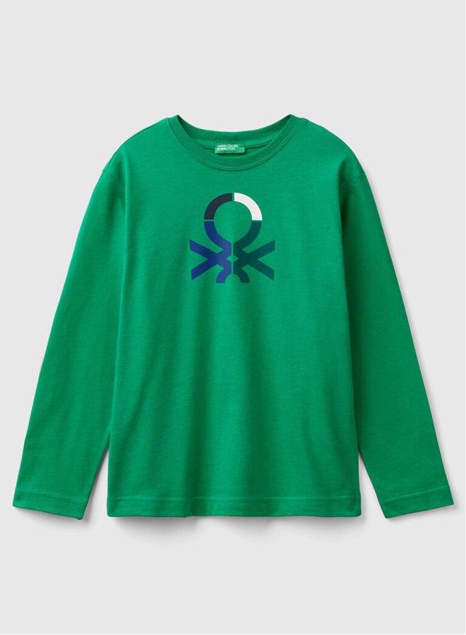 Benetton Boys Crew Neck Printed Long Sleeve T-shirt - Image 4
