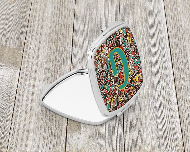 Caroline's Treasures CJ2013-GSCM Letter G Retro Tribal Alphabet Initial Compact Mirror Decorative Travel Makeup Mirror for Women Girls Gifts Pocket Makeup Mirror Folding Handheld - Image 2