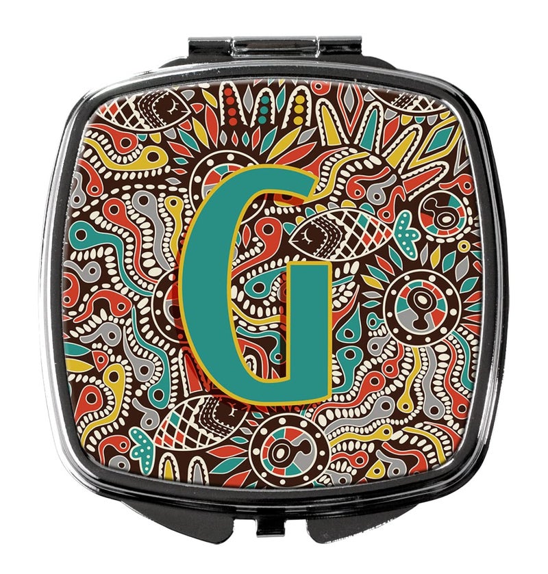 Caroline's Treasures CJ2013-GSCM Letter G Retro Tribal Alphabet Initial Compact Mirror Decorative Travel Makeup Mirror for Women Girls Gifts Pocket Makeup Mirror Folding Handheld - Image 5