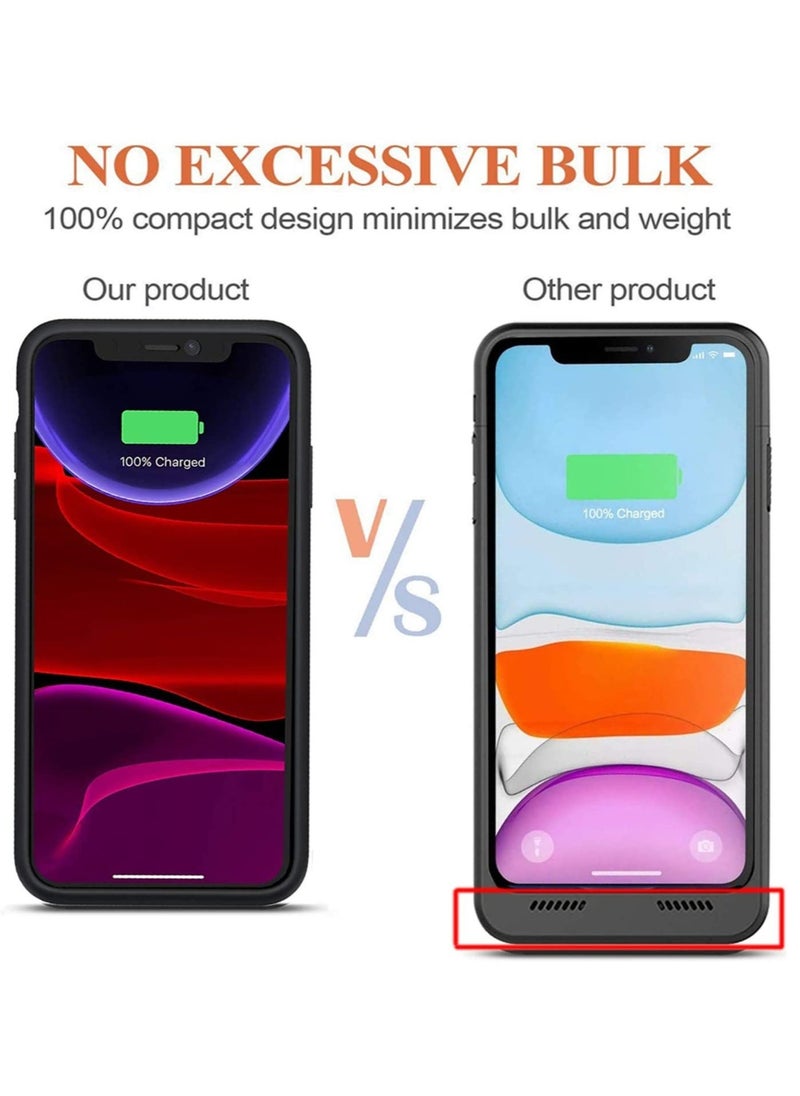 إيف حافظة بطارية لهاتف iPhone 11، أحدث حافظة شحن واقية محمولة نحيفة بقدرة 4500 مللي أمبير في الساعة متوافقة مع iPhone 11 (6.1 بوصة) حافظة شاحن بطارية قابلة لإعادة الشحن (أسود) - Image 4