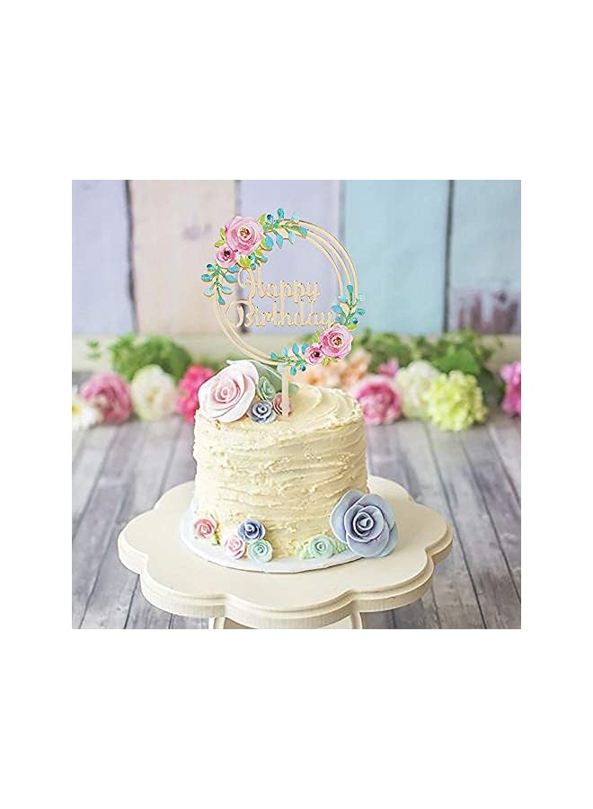 S-TOP 3 Pcs Flowers Cake Toppers Acrylic Happy Birthday Cake Toppers Various Birthday Party Wedding Cake Decoration - Image 5