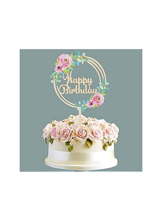 S-TOP 3 Pcs Flowers Cake Toppers Acrylic Happy Birthday Cake Toppers Various Birthday Party Wedding Cake Decoration - Image 4