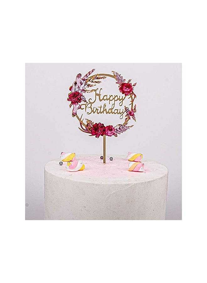 S-TOP 3 Pcs Flowers Cake Toppers Acrylic Happy Birthday Cake Toppers Various Birthday Party Wedding Cake Decoration - Image 3