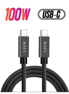Livx Solid 100W 5A Type C To Type C PD 2.0 5 Gbps Fast Charging and Data Cable 2 Meters Space Gray Lva-Tct  - Image 1