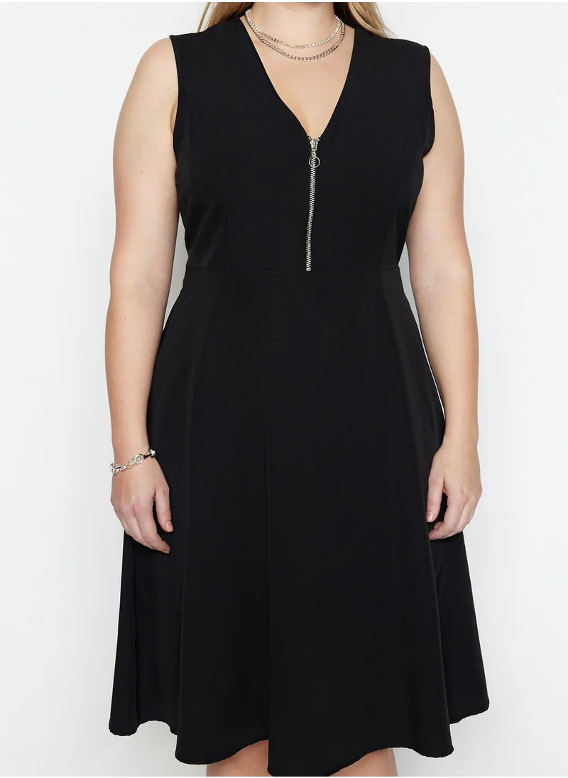 Trendyol Curve Zip Neck Tiered Dress
