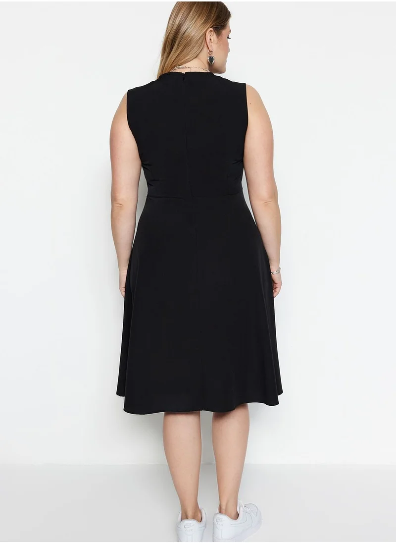 Trendyol Curve Zip Neck Tiered Dress