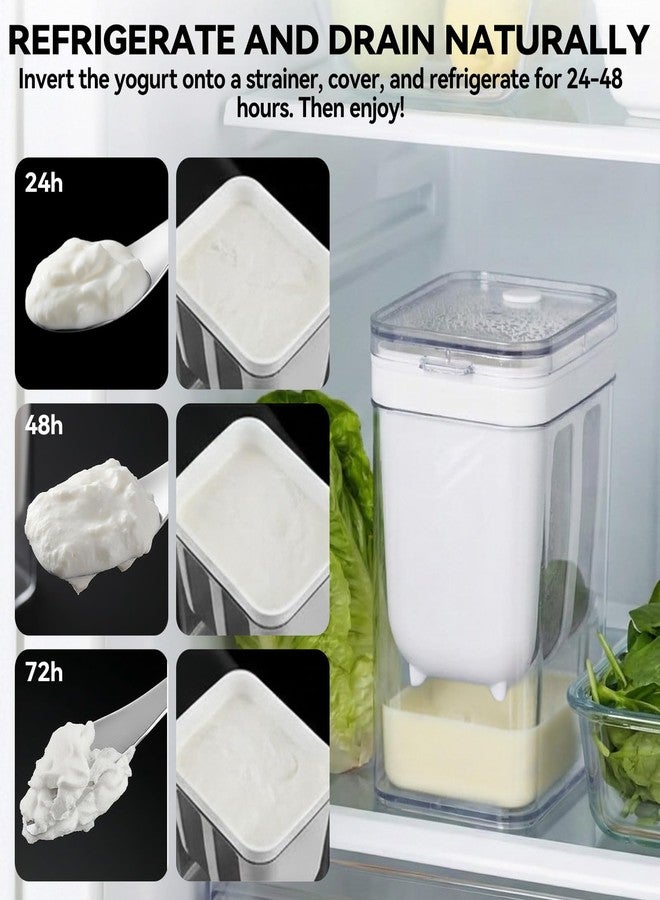 AOZUO 2 Packs Yogurt Strainer, 1100ML/37OZ Capacity Yogurt Strainer Separator with Stainless Steel Fine Mesh and Lid for Thick Greek Yogurt Soybean Milk Kefir Berries Fruit Juice Coffee - Image 5