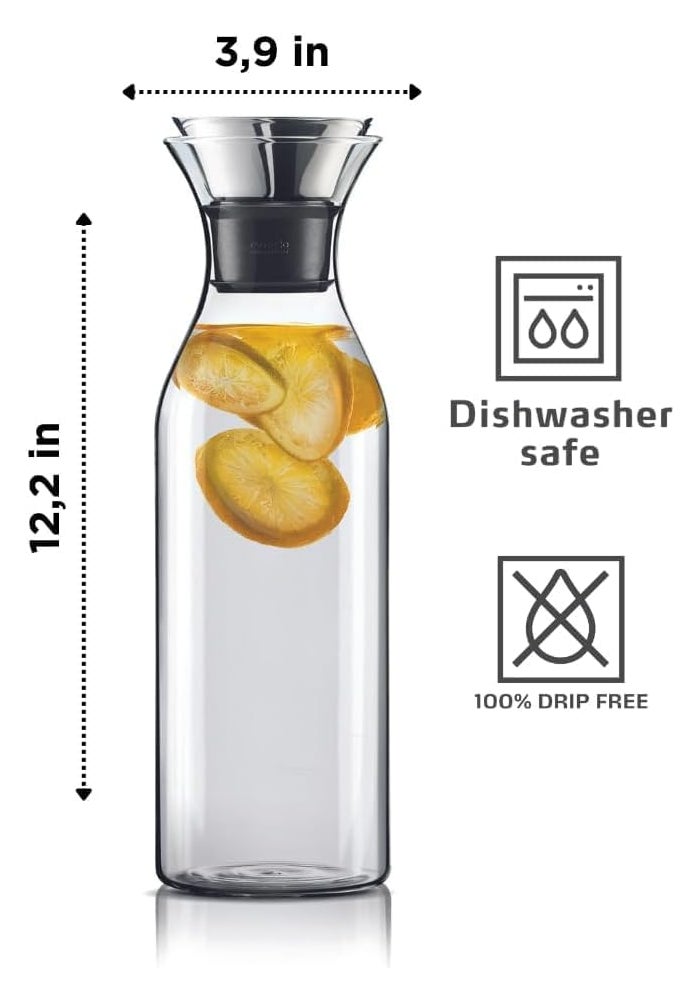 Eva Solo Fridge Carafe 1.0L Glass Water & Juice Carafe with Black Woven Cover, Drip-Free Pouring, Fits Most Fridge Doors, Dishwasher Safe, Scandinavian Design (Clear 1.4 L) - Image 3