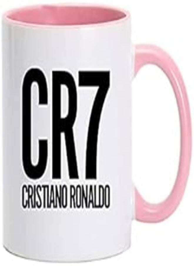 MEC MEC Cristiano Ronaldo Coffee Mug with Pink Handle 11oz CR7 Tea Cup Gift For Him 