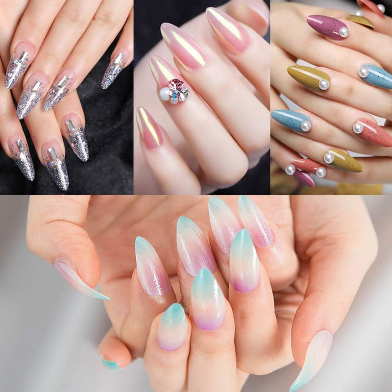 Beuniar Stiletto Nail Tips 500Pcs Short Sharp Ending False Acrylic Nails Tip Half Cover 10 Sizes with Box for Nail Salons Home DIY (Natural) - Image 5