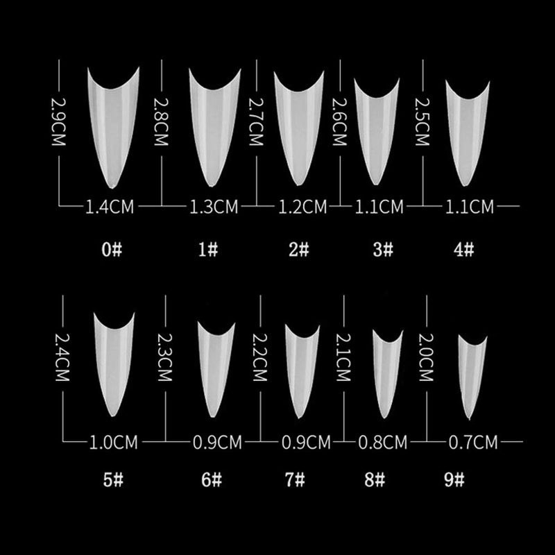 Beuniar Stiletto Nail Tips 500Pcs Short Sharp Ending False Acrylic Nails Tip Half Cover 10 Sizes with Box for Nail Salons Home DIY (Natural) - Image 2