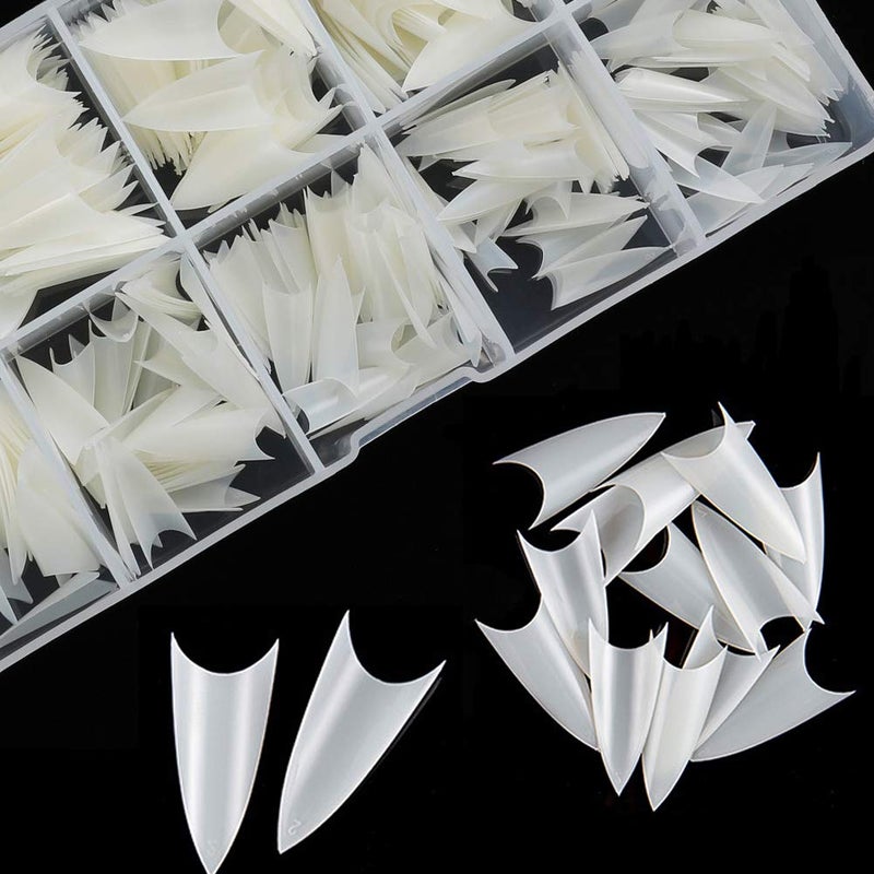 Beuniar Stiletto Nail Tips 500Pcs Short Sharp Ending False Acrylic Nails Tip Half Cover 10 Sizes with Box for Nail Salons Home DIY (Natural) - Image 3