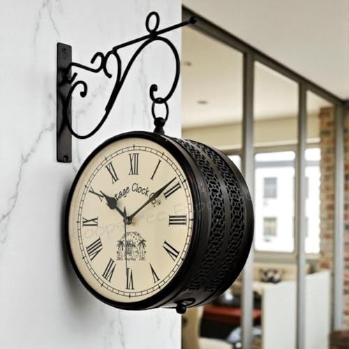 Vintage Clock Handcrafted Double Side Wall Clock 1 Year Warranty / 6570-8-RR - Image 1