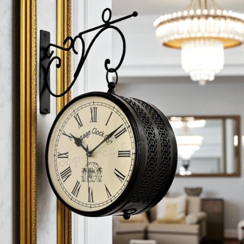 Vintage Clock Handcrafted Double Side Wall Clock 1 Year Warranty / 6570-8-RR - Image 5