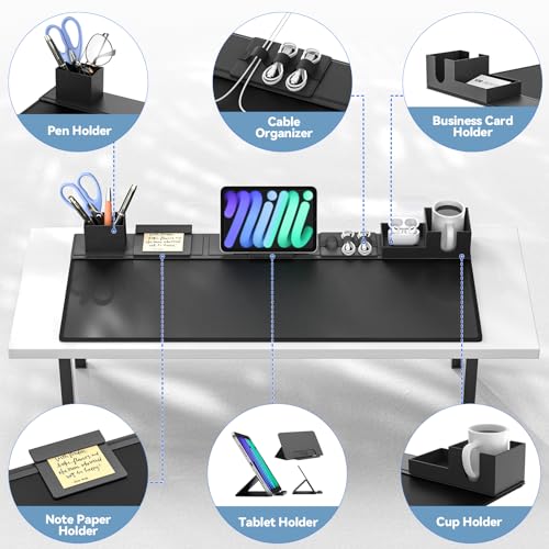 KDD Desk Pad Mat Set, 6 in 1 Mouse Mat with Magnetic Desktop Storage Accessories DIY Feature for Phone and Tablet Stand/Cup Holder/Pen Card Holder/Cable Management for Home Office Accessories - Image 2