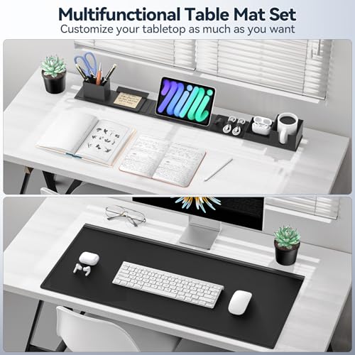 KDD Desk Pad Mat Set, 6 in 1 Mouse Mat with Magnetic Desktop Storage Accessories DIY Feature for Phone and Tablet Stand/Cup Holder/Pen Card Holder/Cable Management for Home Office Accessories - Image 4