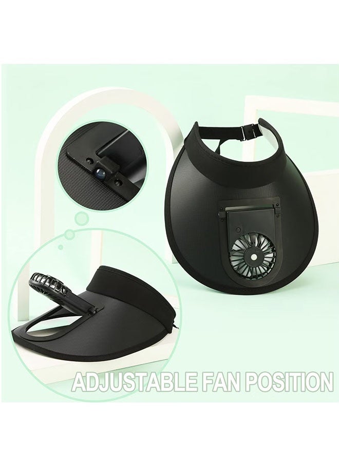 زفيف قبعات Sun Visor مع مروحة ، wvisor مع مروحة مدمجة 2 في 1 Fan Visor Hat قبعة التبريد في الهواء الطلق قبعة مروحة محمولة القبعة قابلة للتعديل مع مروحة الحكم الشمس مع 3 أوضاع مؤقت للنساء UPF 50+ - Image 2